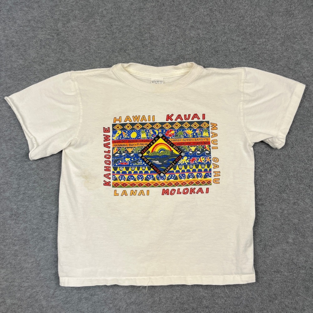 VTG Made in Hawaii Kauai T-Shirt Women XS White Tee Souvenir Short Sleeve Cotton